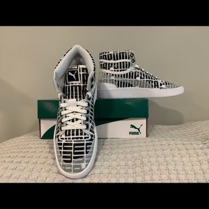 PUMA black & white Ralph Sampson Mid Logo sneaker